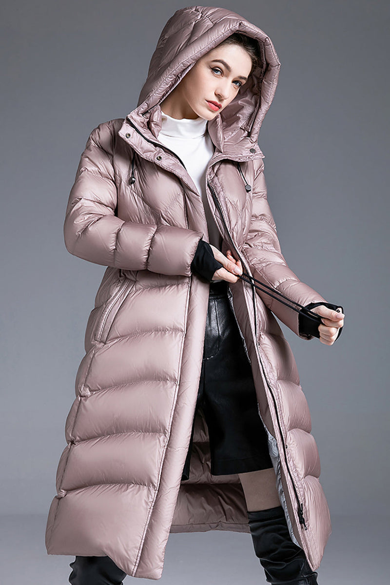 Load image into Gallery viewer, Pink Long Sleeves Winter Down Jacket with Pockets