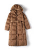 Load image into Gallery viewer, Brown Winter Long Puffer Jacket with Belt