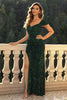 Load image into Gallery viewer, Sparkly Sequin Dark Green Short Sleeve Sweetheart Holiday Dress