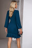 Load image into Gallery viewer, Black Ruched Long Sleeve Short Party Dress With Ruffles
