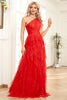 Load image into Gallery viewer, One Shoulder Red Tulle A-Line Formal Dress