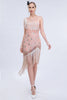 Load image into Gallery viewer, Sparkly Blush Asymmetrical Sequins Fringed 1920s Dress with Accessories Set