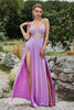 Load image into Gallery viewer, Black Spaghetti Straps Prom Dress with Slit
