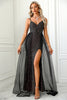 Load image into Gallery viewer, Black Sequins Prom Dress with Slit