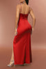Load image into Gallery viewer, Satin Red Spaghetti Straps Simple Prom Dress with Slit