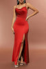Load image into Gallery viewer, Satin Red Spaghetti Straps Simple Prom Dress with Slit