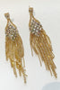Load image into Gallery viewer, Golden Tassel Rhinestone Earrings