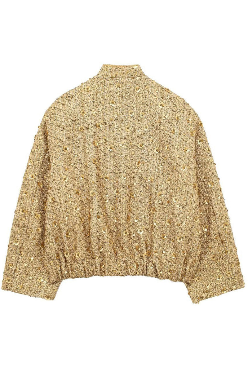 Load image into Gallery viewer, Stylish Golden Sequin Jacket With Pockets