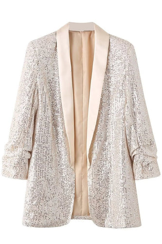 Sparkly Champagne Sequin Prom Party Blazer For Women