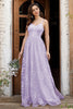 Load image into Gallery viewer, Lilac Spaghetti Straps A Line Lace Prom Dress
