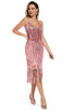 Load image into Gallery viewer, Blush Fringed Spaghetti Straps 1920s Gatsby Dress