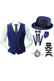 Black Single Breasted Men's Suit Vest with Accessories Set