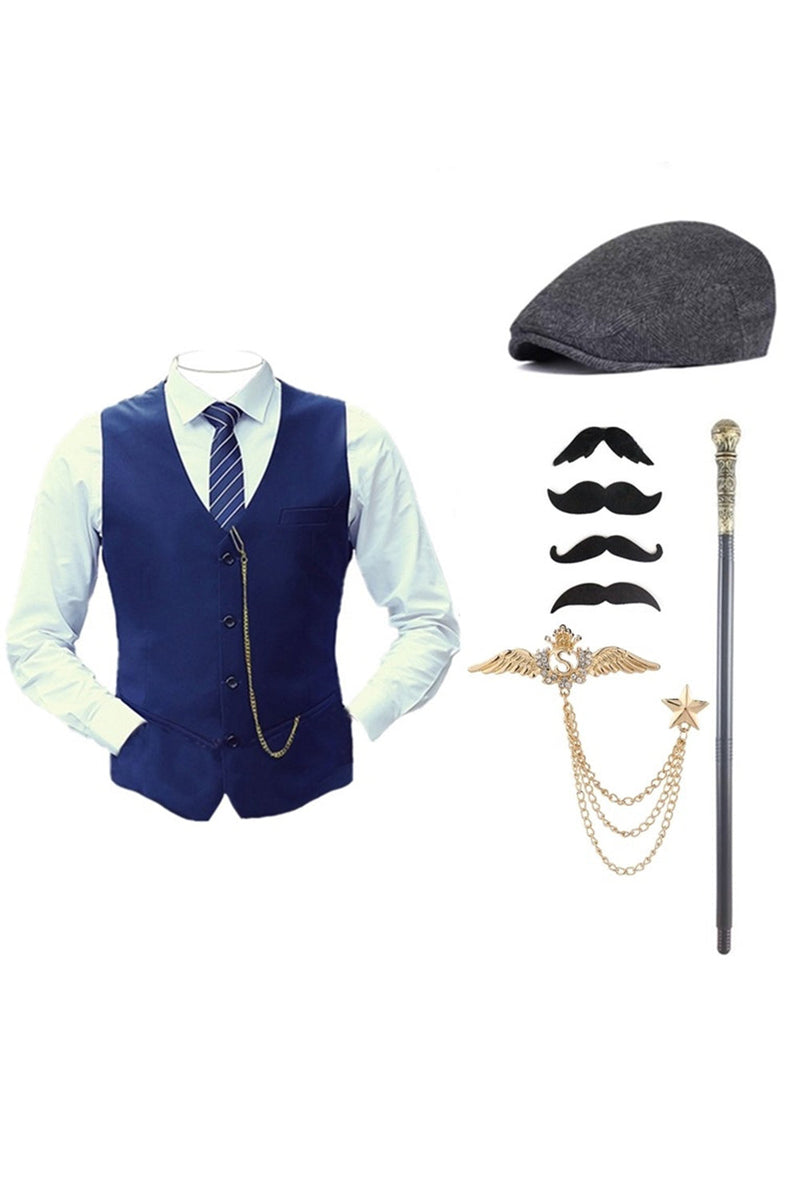 Load image into Gallery viewer, Black One Breasted Men&#39;s Vest with Accessories Set