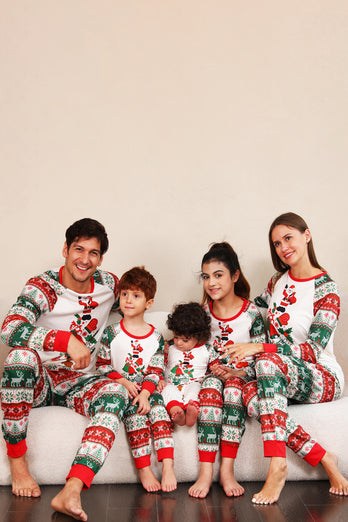 Red Green Family Christmas Tree Pajamas Set