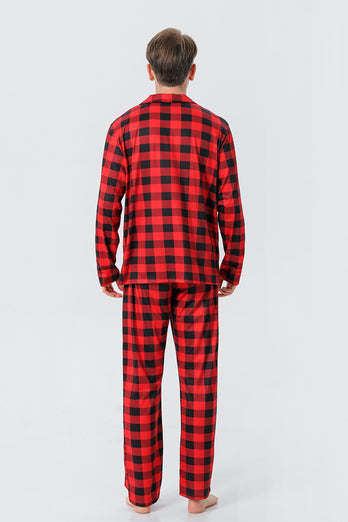 Red Plaid Christmas Family Matching 2 Pieces Pajamas Set