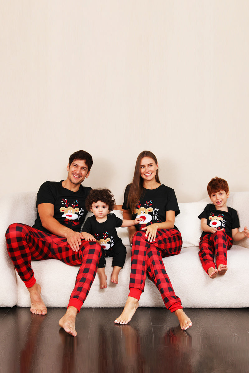 Load image into Gallery viewer, Red Plaid Christmas Family Matching Pajamas Set with Short Sleeves