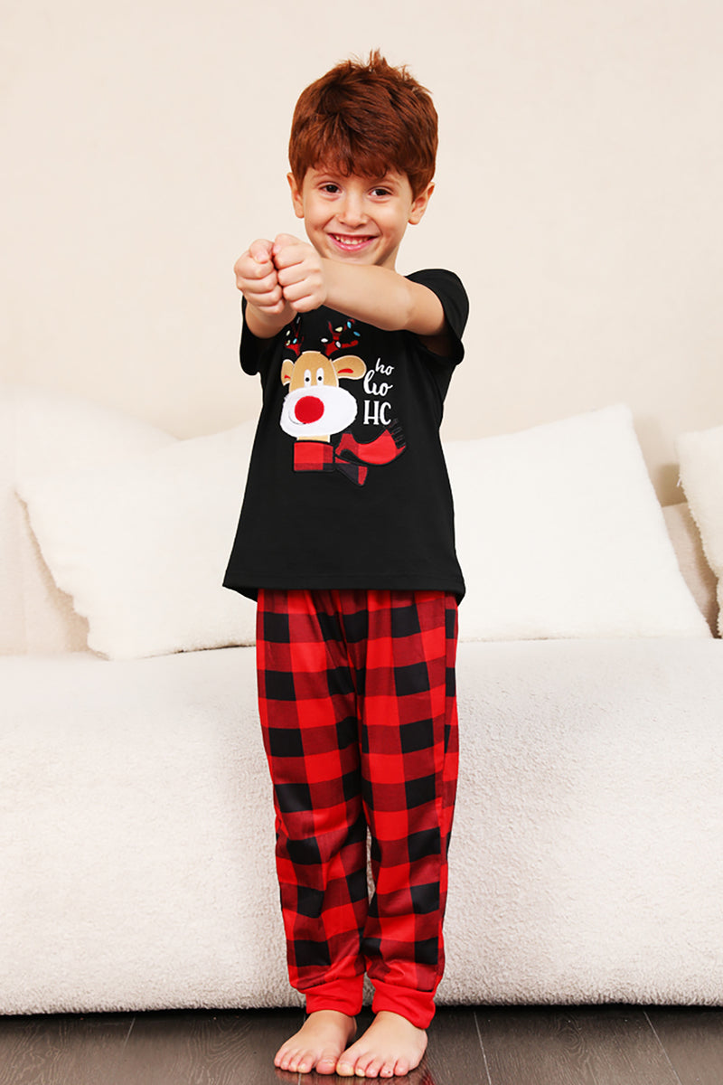 Load image into Gallery viewer, Red Plaid Christmas Family Matching Pajamas Set with Short Sleeves