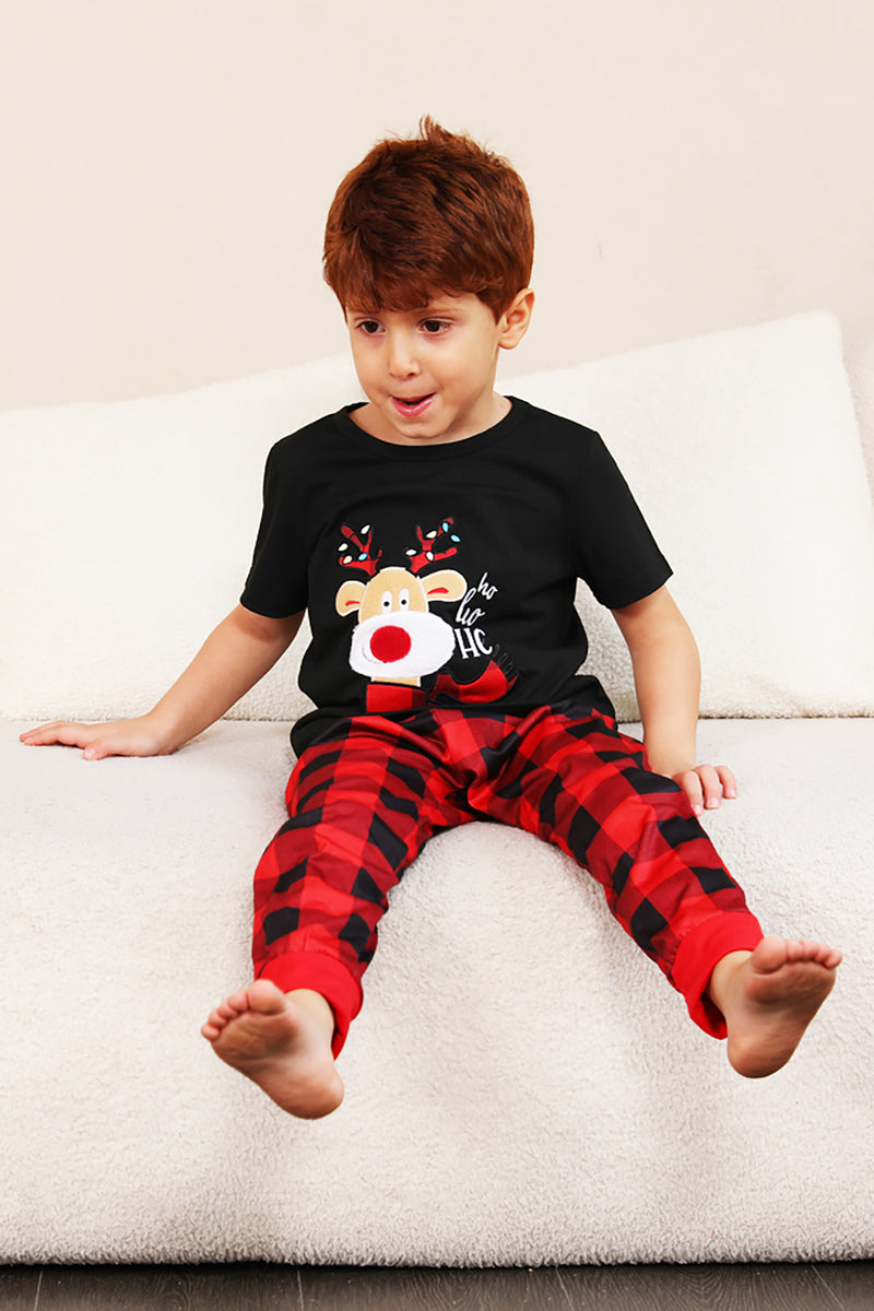 Load image into Gallery viewer, Red Plaid Christmas Family Matching Pajamas Set with Short Sleeves