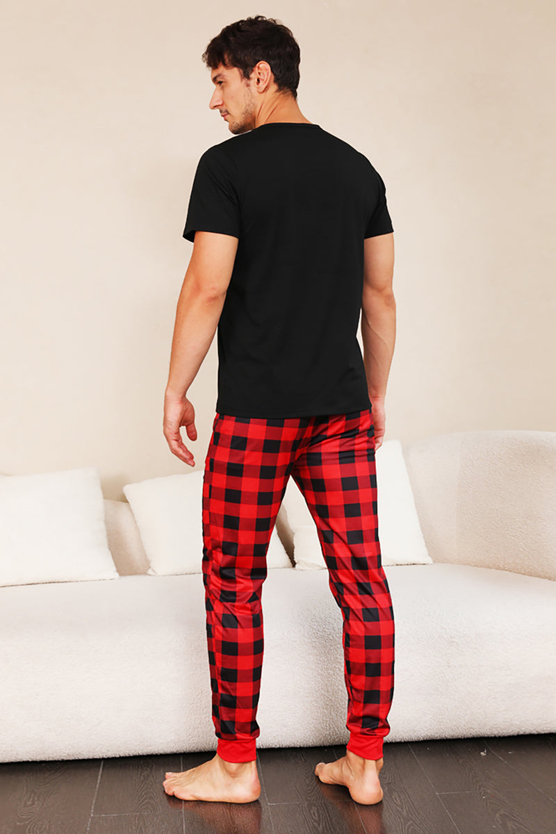 Load image into Gallery viewer, Red Plaid Christmas Family Matching Pajamas Set with Short Sleeves