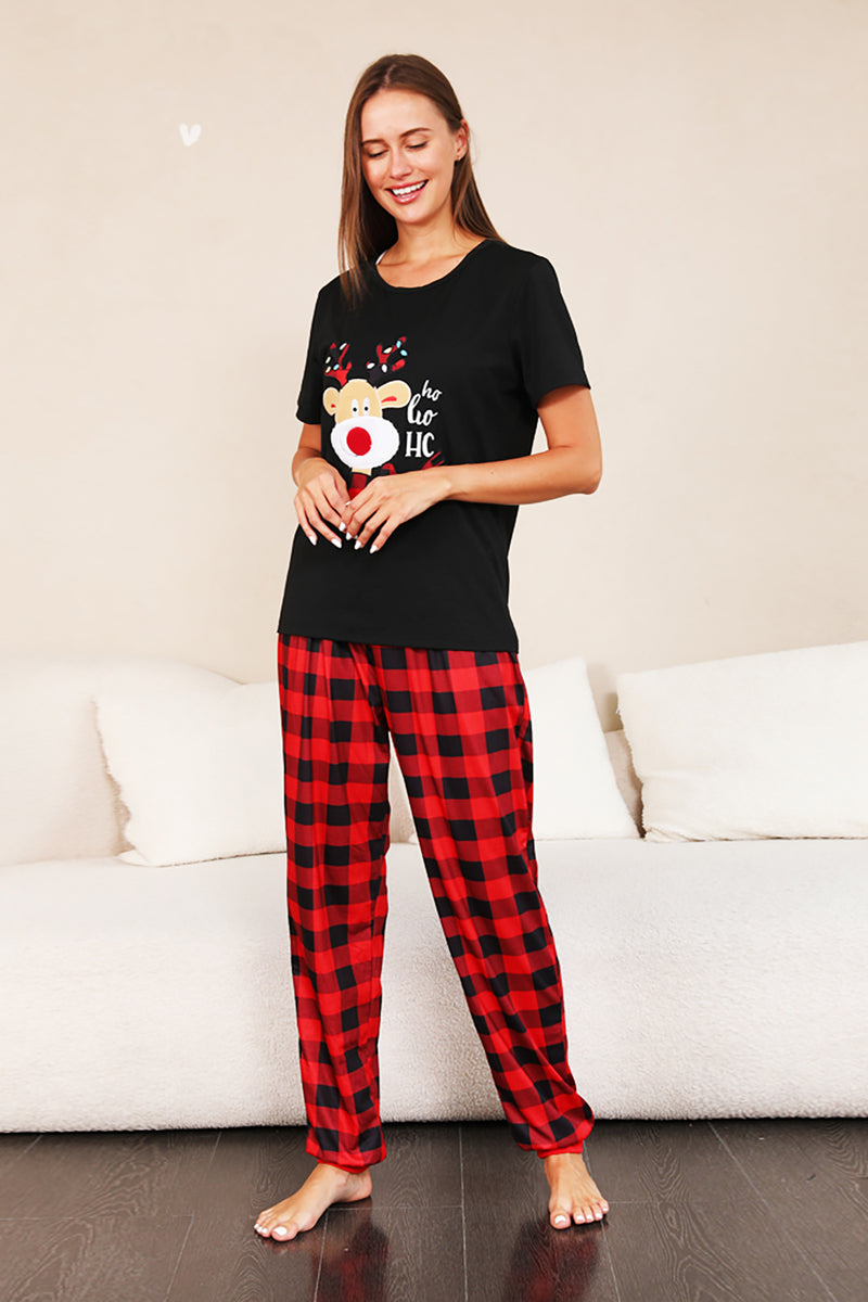 Load image into Gallery viewer, Red Plaid Christmas Family Matching Pajamas Set with Short Sleeves