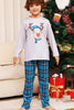 Load image into Gallery viewer, Grey Deer and Blue Plaid Christmas Family Matching Pajamas Set