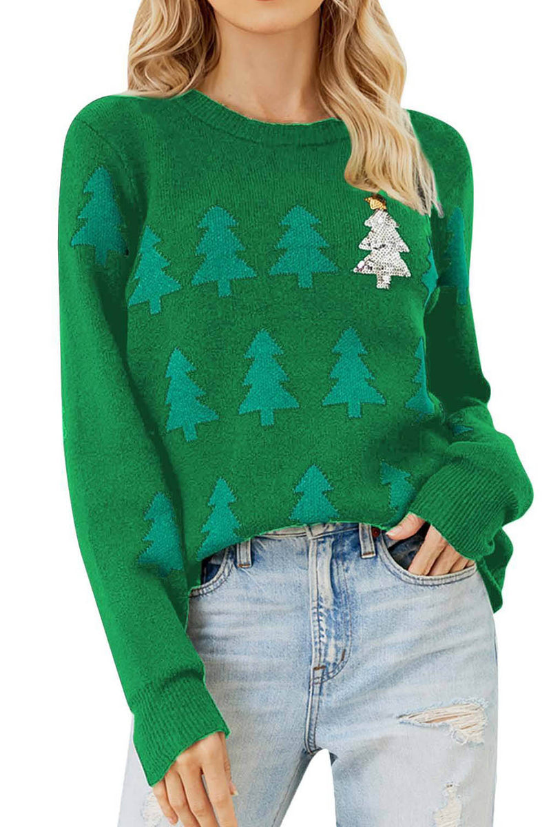 Load image into Gallery viewer, Black Christmas Tree Sweater with Long Sleeves
