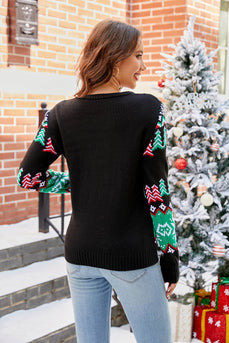 Women's Christmas Black Pullover Knitted Sweater