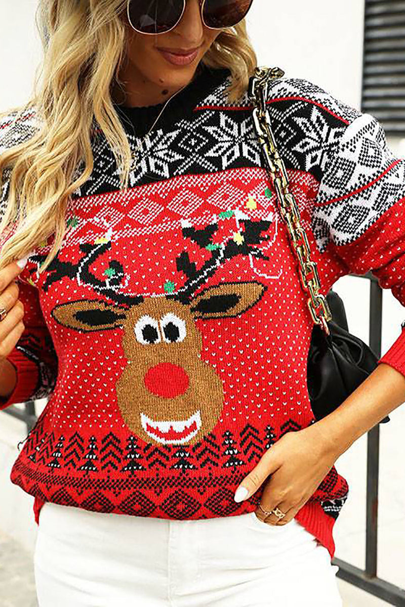 Load image into Gallery viewer, Christmas Red Elk Knitted Pullover Sweater