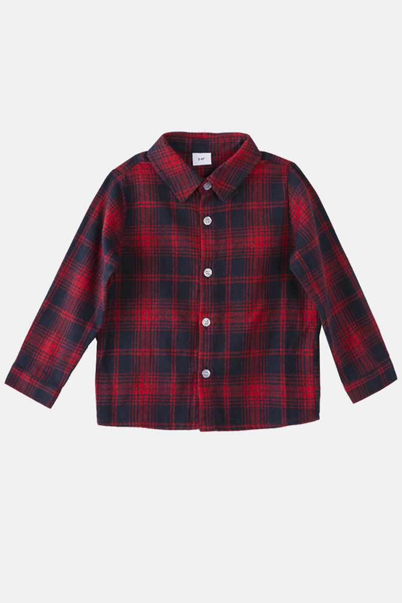Load image into Gallery viewer, Family Matching Outfits Dark Red Plaid Bowknot Dresses and Long Sleeves T-Shirt