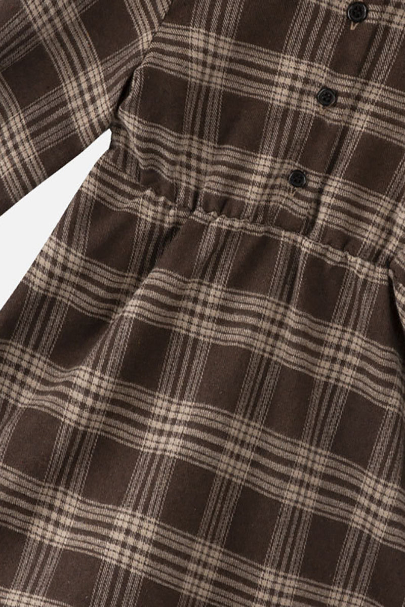 Load image into Gallery viewer, Family Matching Outfits Brown Plaid Bowknot Dresses and Long Sleeves T-Shirt