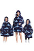 Load image into Gallery viewer, Black Dinosaur Family Matching Flannel Oversize Wearable Hoodie Blanket Sweatshirt