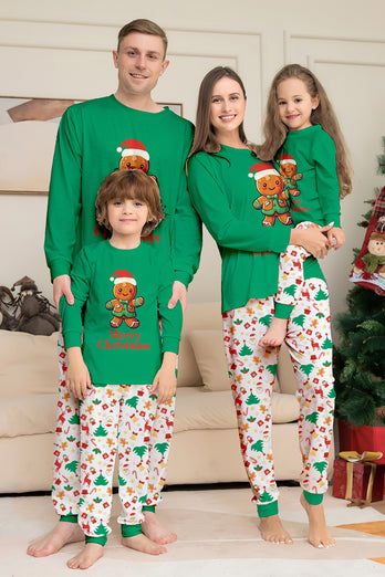 Christmas Family Matching Pajamas Green Santa Claus Print Pajamas Set