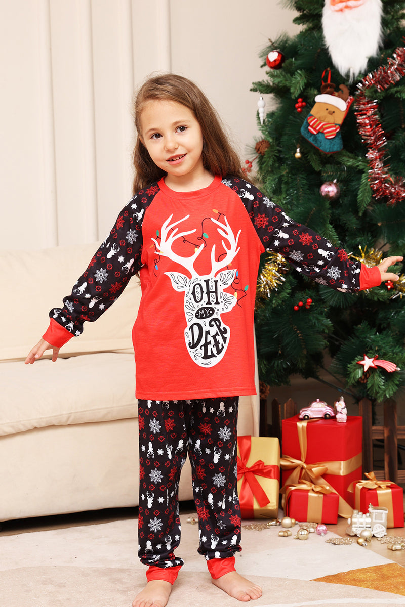 Load image into Gallery viewer, Christmas Family Matching Pajamas Black Red Deer Printed Pajamas Set