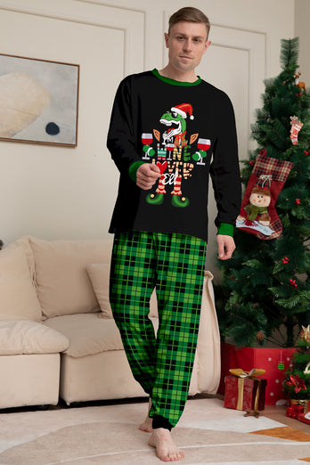 Christmas Family Wine Lover Dinosaur Print Pajamas Set