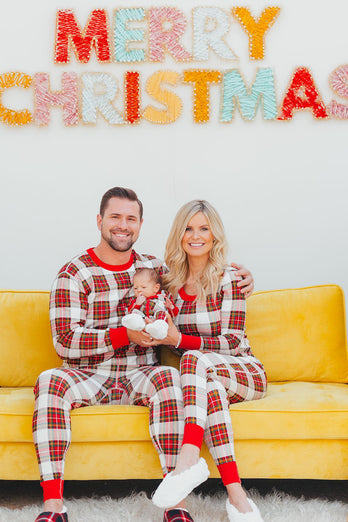 Christmas Family Matching Pajamas Set Red Plaid Pajamas