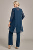 Load image into Gallery viewer, Navy Long Sleeves 3 Pieces Mother of the Bride Pant Suits