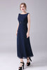 Load image into Gallery viewer, Navy Boat Neck A-line 2 Pieces Mother of the Bride Dress