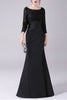 Load image into Gallery viewer, Black A-line Boat Neck Long Sleeves Mother of the Bride Dress