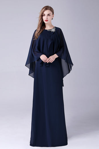 A-Line Scoop Neck Floor-Length Chiffon Mother of the Bride Dress