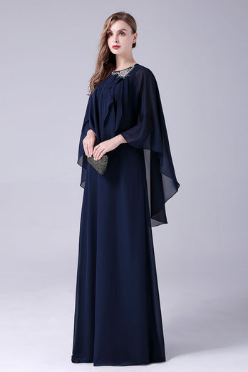 A-Line Scoop Neck Floor-Length Chiffon Mother of the Bride Dress