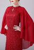 Load image into Gallery viewer, Burgundy A-Line Floor-Length Mother of the Bride Dress With Appliques