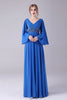 Load image into Gallery viewer, Royal Blue A-Line V-Neck Pleated Floor-Length Mother Of the Bride Dress With Beading