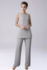 Load image into Gallery viewer, Sliver Jumpsuit/Pantsuit Separates Floor-Length Chiffon Mother of the Bride Dress