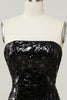 Load image into Gallery viewer, Black Strapless Sequined Mermaid Prom Dress