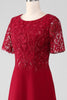 Load image into Gallery viewer, Burgundy A Line Round Neck Sparkly Sequin Mother of Bride Dress With Appliques