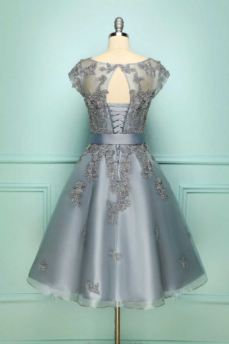 Load image into Gallery viewer, Grey Vintage Short Prom Dress