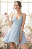 Load image into Gallery viewer, Spaghetti Straps Blue Short Prom Dress