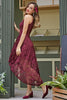 Load image into Gallery viewer, Burgundy Lace Asymmetrical
