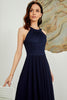 Load image into Gallery viewer, Navy Halter Long Lace Dress