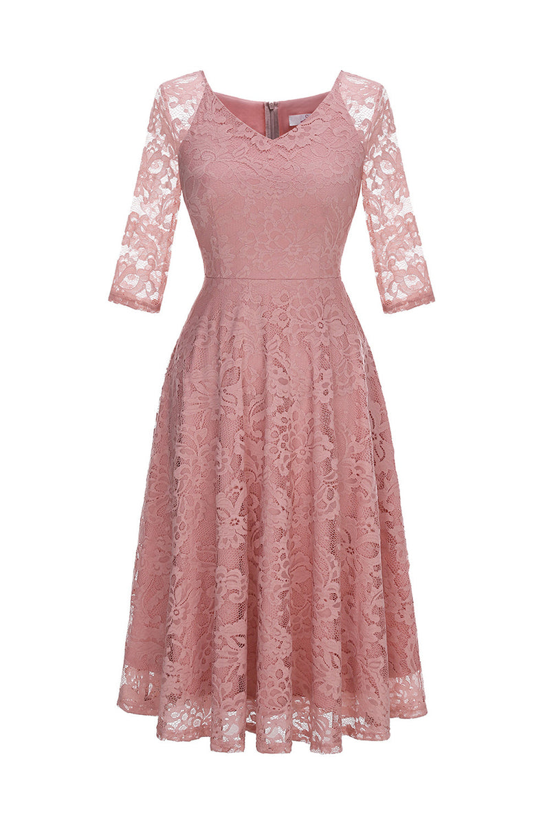 Load image into Gallery viewer, Blush V-Neck 3/4 Sleeves Lace Party Dress